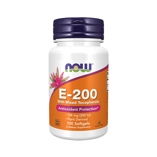 Now Foods VITAMIN E-200 WITH MIXED TOCOPHEROLS (100 LÁGYKAPSZULA)