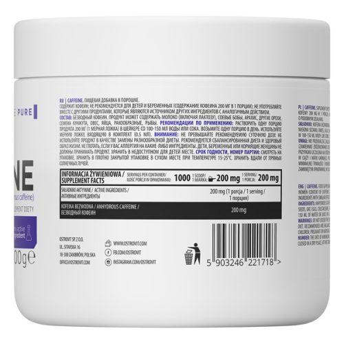 OstroVit CAFFEINE (200 GR) UNFLAVORED