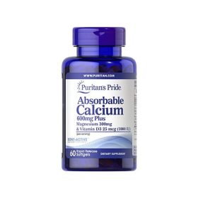   Puritan's Pride ABSORBABLE CALCIUM 600 MG PLUS MAGNESIUM 300MG & VITAMIN D 1.000 IU (60 KAPSZULA)