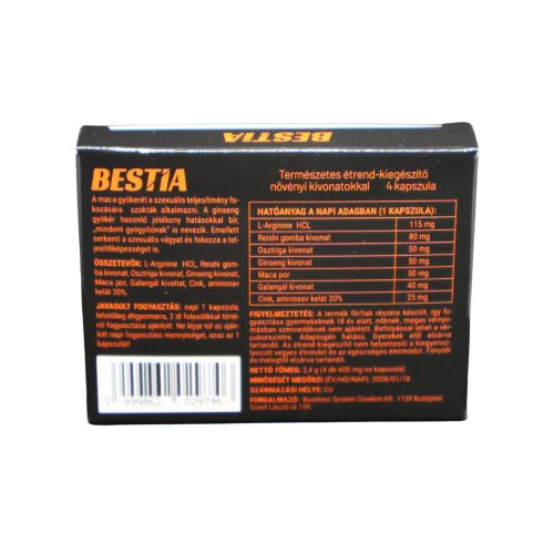 Bestia - Természetes növényi kivonatokat tartalmazó étrendkiegészítő (4db)